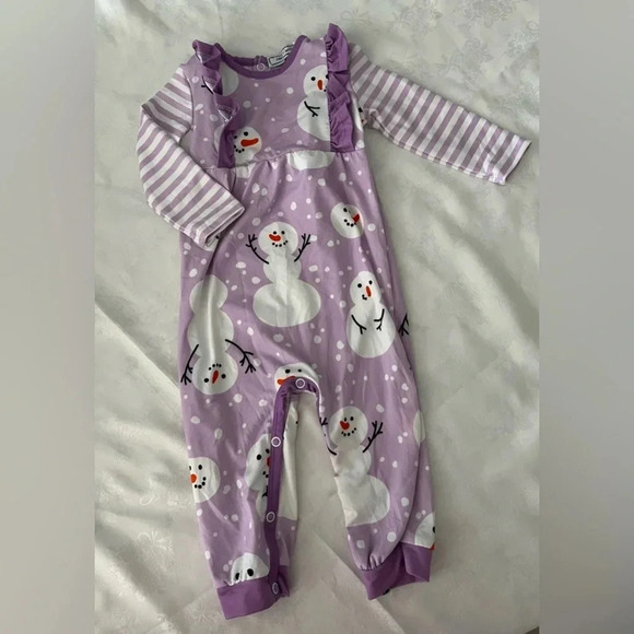 Little Millie Purple Snowman Romper Winter Baby Girl 6M NWOT - Picture 1 of 3